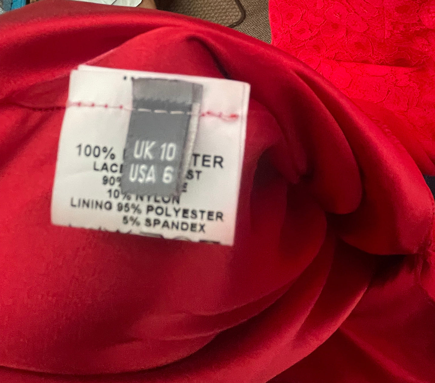 ♻️Red lace 1990's style peplum dress size 10