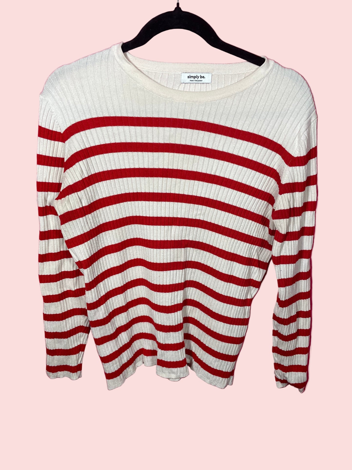 Simply Be size 16/18 red stripe Breton knit top