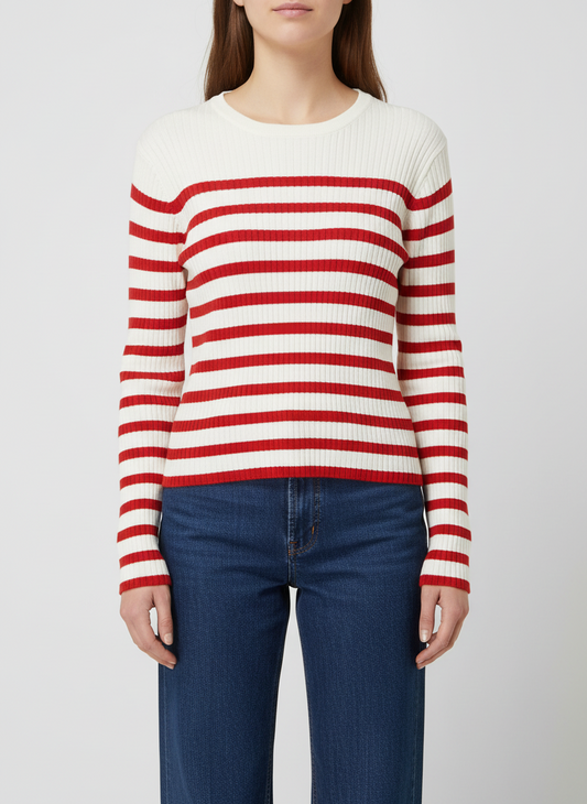 Simply Be size 16/18 red stripe Breton knit top