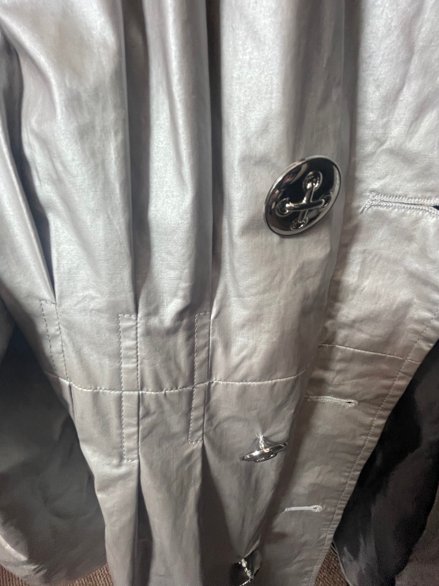 Size M silver metallic raincoat trench by Andrew Marc