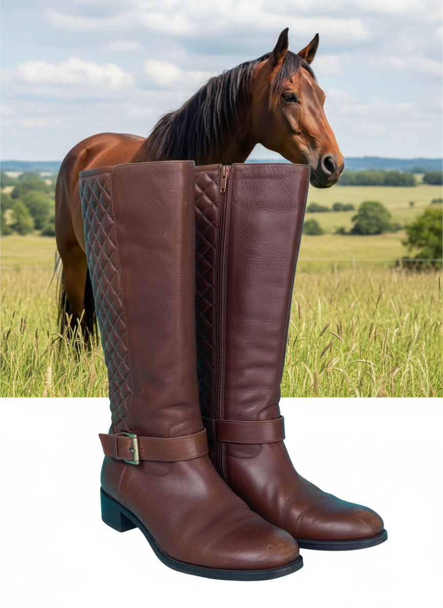 Size 5 brown leather tall boot