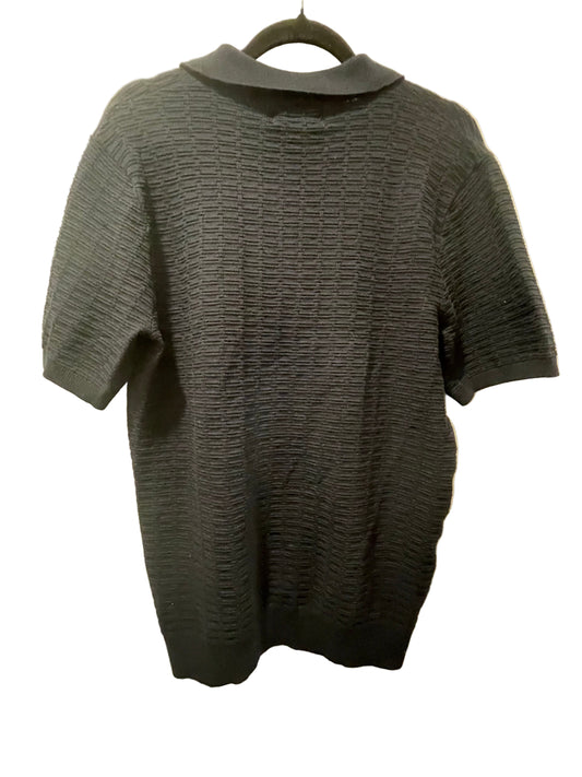 Size M dark navy textured polo top by Threadbare