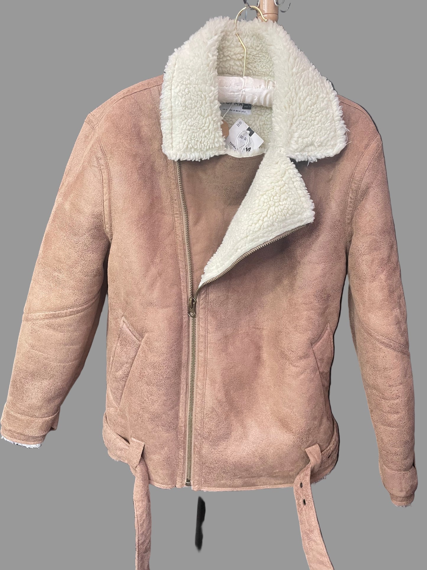 Men's Size S faux suede taupe flight jacket brand new by Topshop