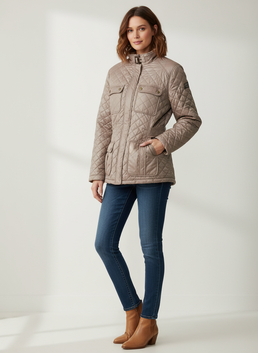 Quilted beige coat by John Rocha