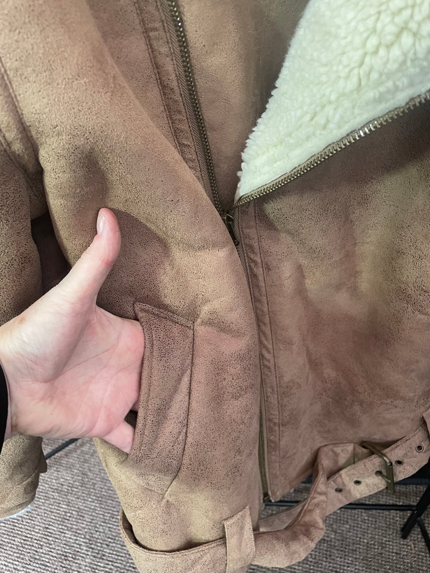 Men's Size S faux suede taupe flight jacket brand new by Topshop