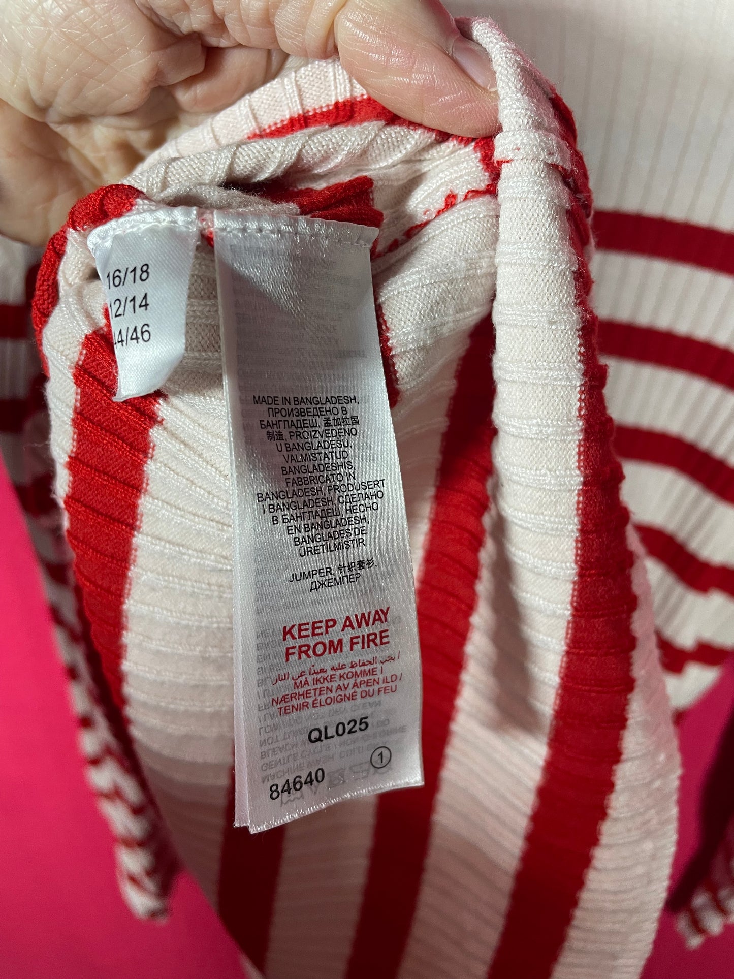 Simply Be size 16/18 red stripe Breton knit top