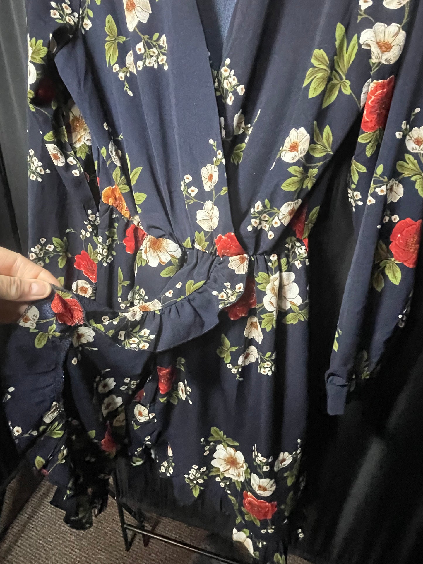 Mela London graphic floral navy dress