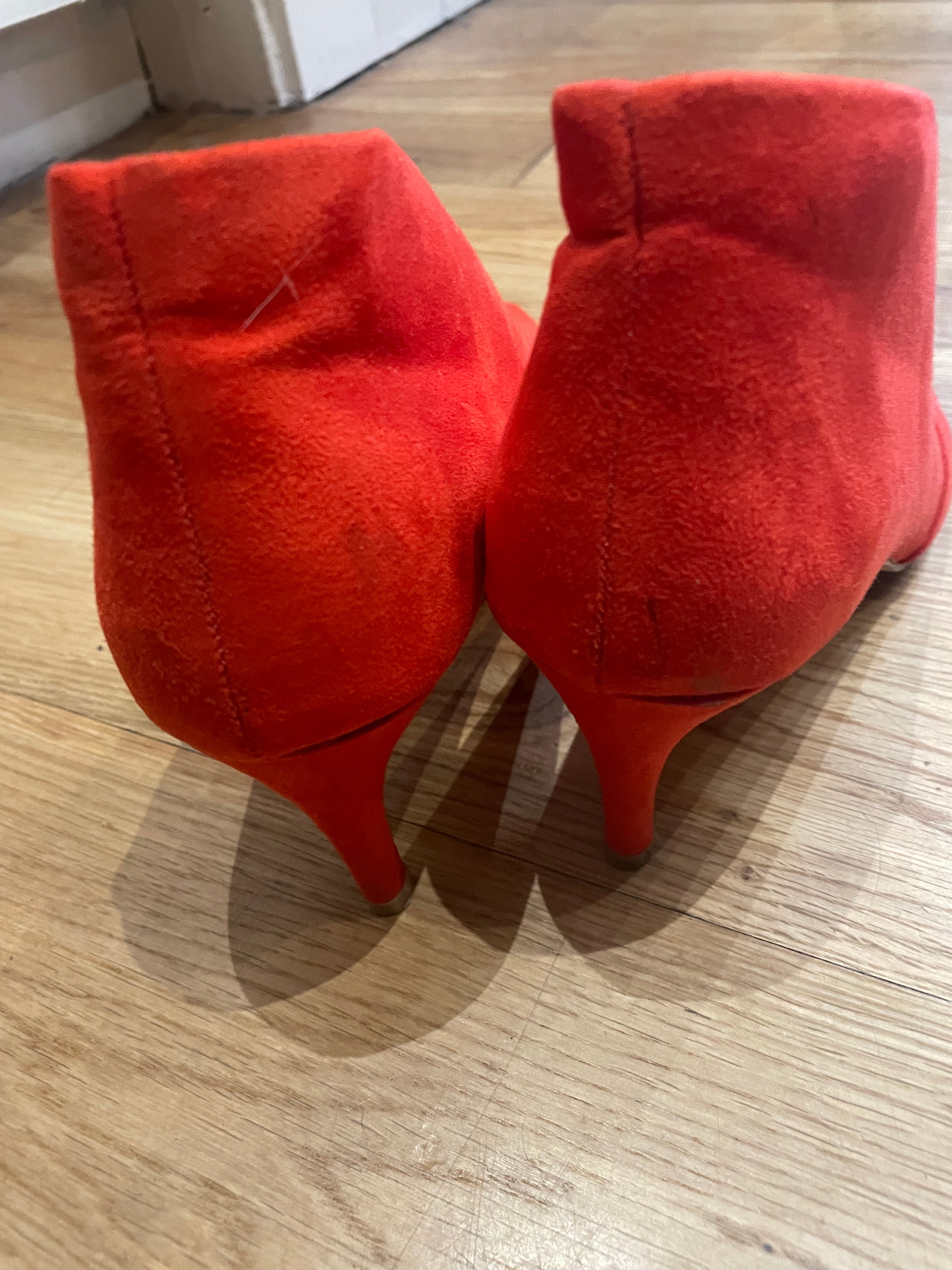 Next Red Faux Suede Shoe Boots Size 4