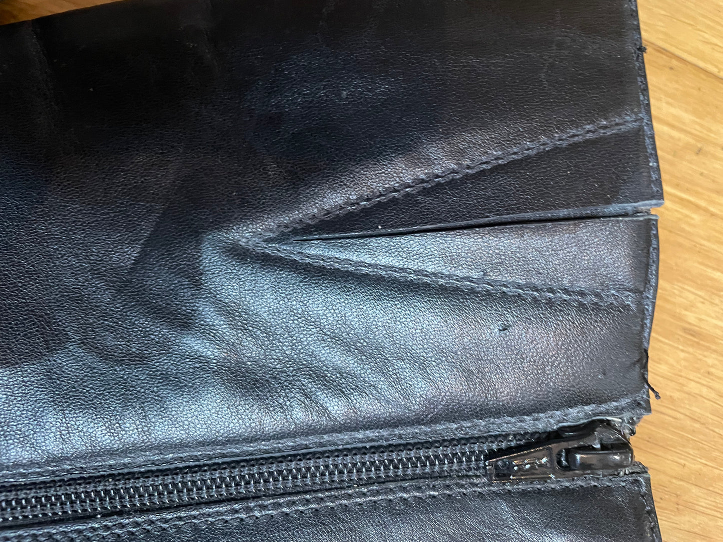 Size 6 knee high wood heel black boots